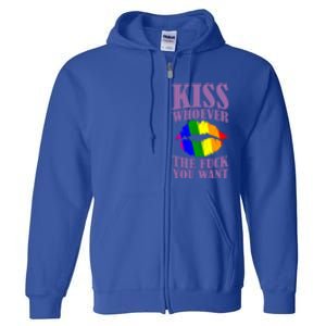 Kiss Whoever The F You Want Lgbt Pride Month Lgbtq Rainbow Gift Full Zip Hoodie