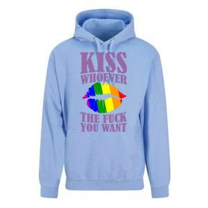 Kiss Whoever The F You Want Lgbt Pride Month Lgbtq Rainbow Gift Unisex Surf Hoodie