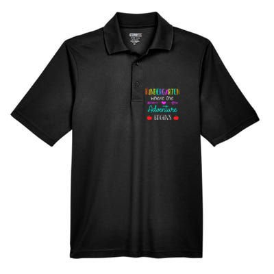 Kindergarten Where The Adventure Begins Kinder Teacher Men's Origin Performance Pique Polo