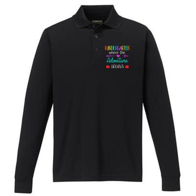 Kindergarten Where The Adventure Begins Kinder Teacher Performance Long Sleeve Polo