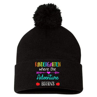 Kindergarten Where The Adventure Begins Kinder Teacher Pom Pom 12in Knit Beanie