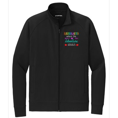 Kindergarten Where The Adventure Begins Kinder Teacher Stretch Full-Zip Cadet Jacket