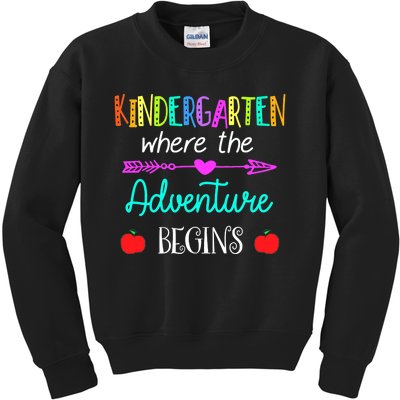 Kindergarten Where The Adventure Begins Kinder Teacher Kids Sweatshirt