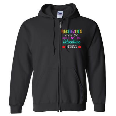 Kindergarten Where The Adventure Begins Kinder Teacher Full Zip Hoodie