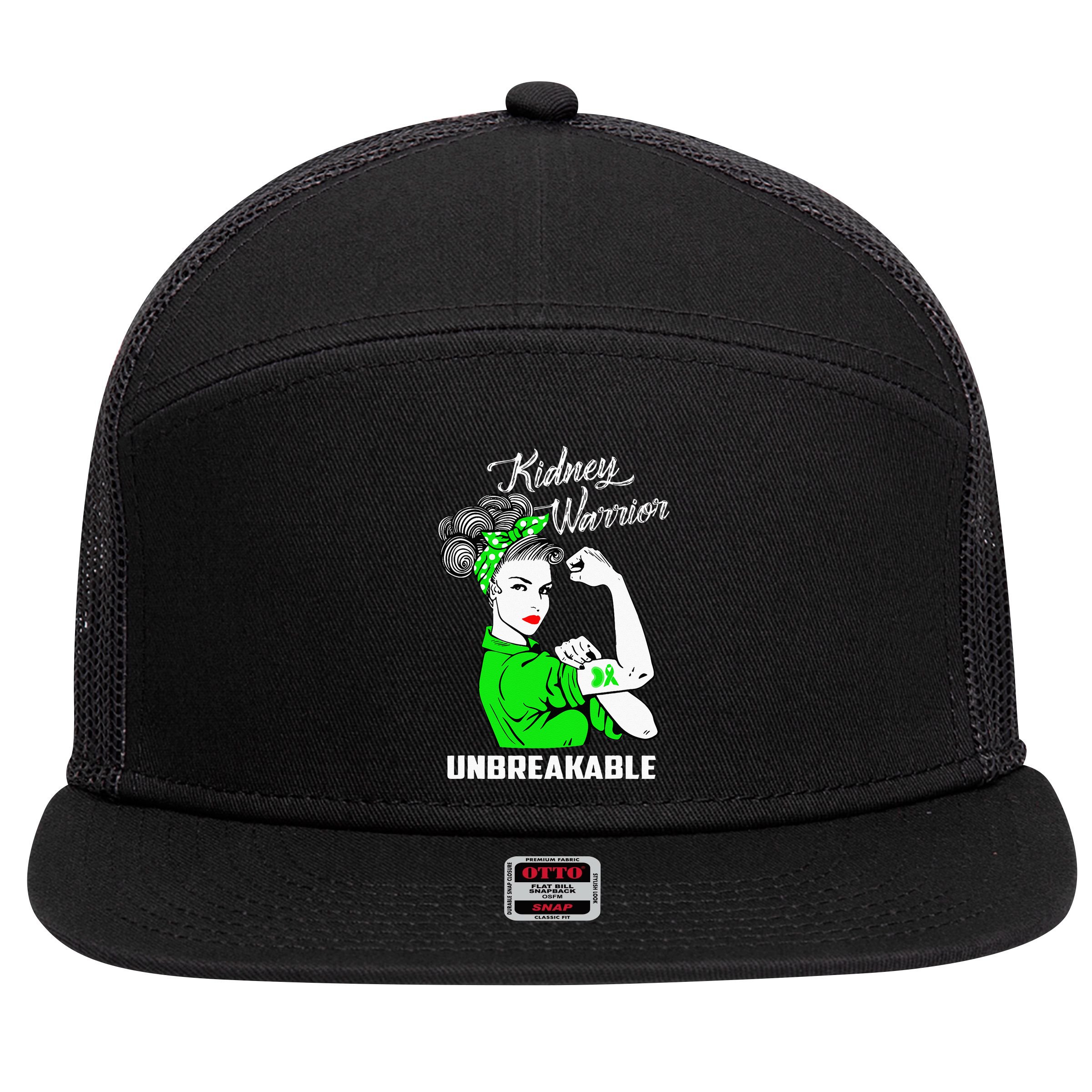 Kidney Warrior Unbreakable Kidney Awareness Gift 7 Panel Mesh Trucker Snapback Hat