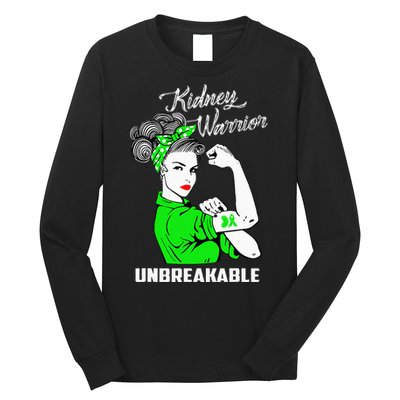 Kidney Warrior Unbreakable Kidney Awareness Gift Long Sleeve Shirt