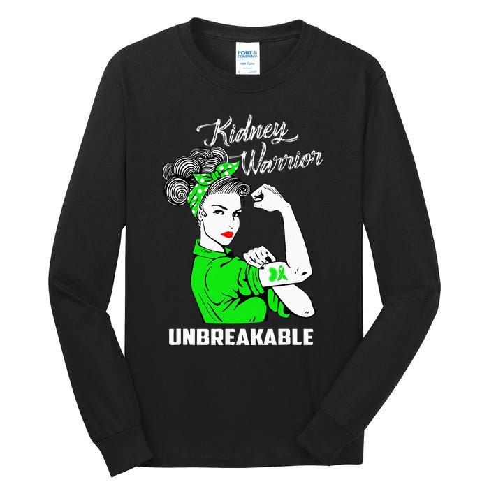 Kidney Warrior Unbreakable Kidney Awareness Gift Tall Long Sleeve T-Shirt