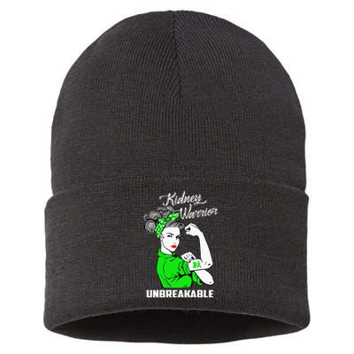 Kidney Warrior Unbreakable Kidney Awareness Gift Sustainable Knit Beanie