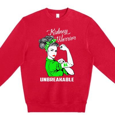 Kidney Warrior Unbreakable Kidney Awareness Gift Premium Crewneck Sweatshirt