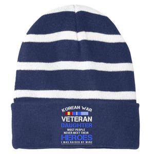 Korean War Veteran Daughter Gift For Daughter Striped Beanie with Solid Band