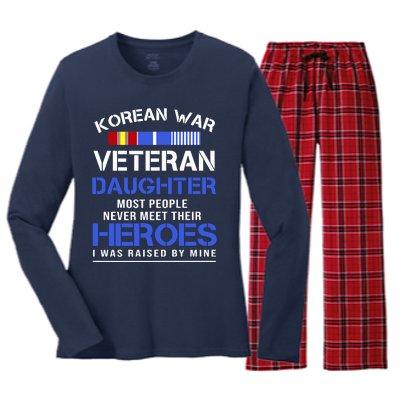 Korean War Veteran Daughter Gift For Daughter Women's Long Sleeve Flannel Pajama Set 