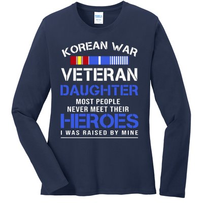 Korean War Veteran Daughter Gift For Daughter Ladies Long Sleeve Shirt