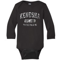 Kenosha Wisconsin Wi Vintage Established Sports Baby Long Sleeve Bodysuit