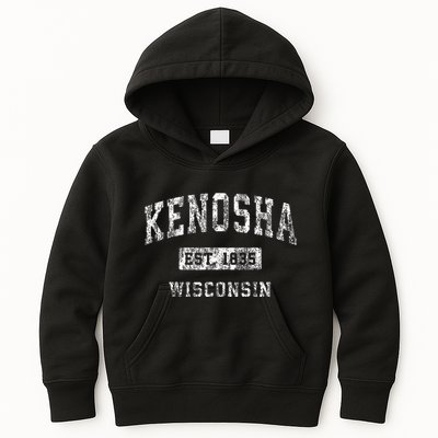 Kenosha Wisconsin Wi Vintage Established Sports Kids Hoodie
