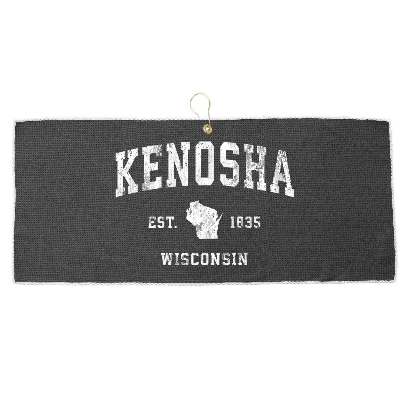 Kenosha Wisconsin Wi Vintage Athletic Sports Large Microfiber Waffle Golf Towel