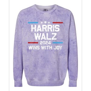 Kamala Wins With Joy Harris Waltz 2024 President Election Colorblast Crewneck Sweatshirt