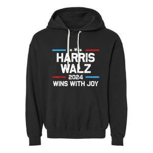 Kamala Wins With Joy Harris Waltz 2024 President Election Garment-Dyed Fleece Hoodie