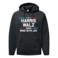 Kamala Wins With Joy Harris Waltz 2024 President Election Performance Fleece Hoodie