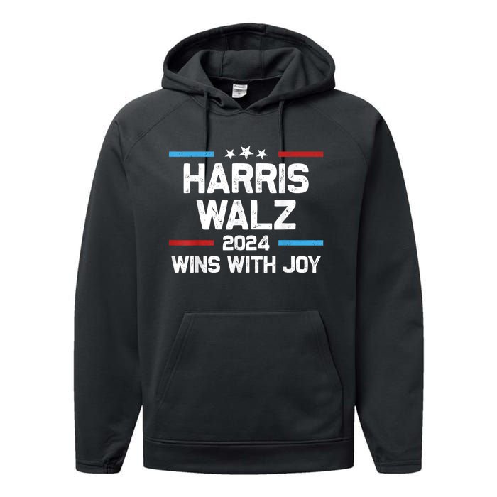 Kamala Wins With Joy Harris Waltz 2024 President Election Performance Fleece Hoodie