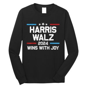 Kamala Wins With Joy Harris Waltz 2024 President Election Long Sleeve Shirt