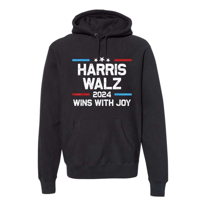 Kamala Wins With Joy Harris Waltz 2024 President Election Premium Hoodie