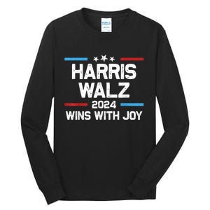 Kamala Wins With Joy Harris Waltz 2024 President Election Tall Long Sleeve T-Shirt