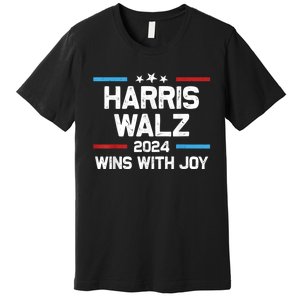 Kamala Wins With Joy Harris Waltz 2024 President Election Premium T-Shirt