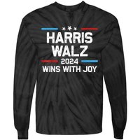 Kamala Wins With Joy Harris Waltz 2024 President Election Tie-Dye Long Sleeve Shirt