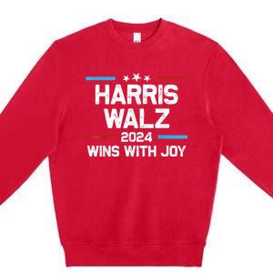 Kamala Wins With Joy Harris Waltz 2024 President Election Premium Crewneck Sweatshirt