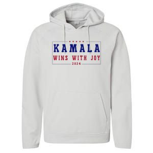 Kamala Wins With Joy Kamala Harris 2024 Premium Performance Fleece Hoodie