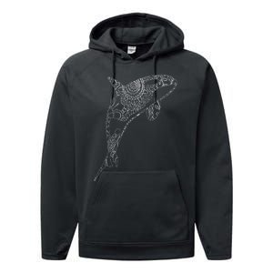 Killer Whale White Line Art For Orca Lovers Performance Fleece Hoodie