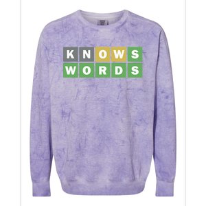 Knows Words Word Guessing Game Guess The Word Game Colorblast Crewneck Sweatshirt