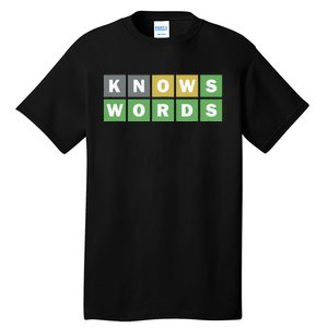 Knows Words Word Guessing Game Guess The Word Game Tall T-Shirt