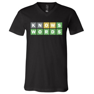 Knows Words Word Guessing Game Guess The Word Game V-Neck T-Shirt