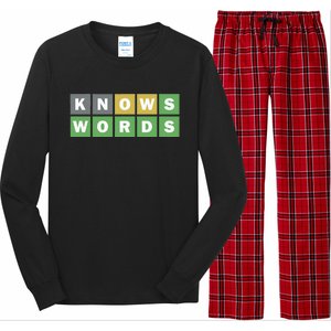 Knows Words Word Guessing Game Guess The Word Game Long Sleeve Pajama Set