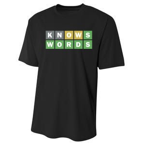 Knows Words Word Guessing Game Guess The Word Game Performance Sprint T-Shirt