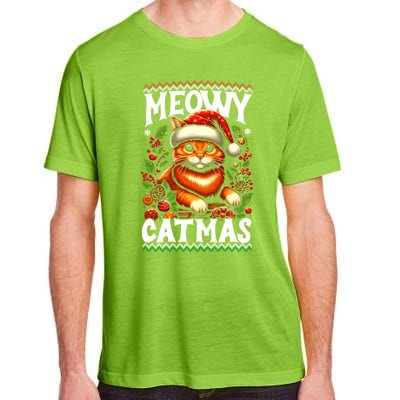 Kitten Xmas Ugly Meowy Catmas Cat Santa Christmas Adult ChromaSoft Performance T-Shirt