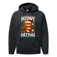 Kitten Xmas Ugly Meowy Catmas Cat Santa Christmas Performance Fleece Hoodie