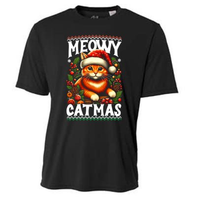 Kitten Xmas Ugly Meowy Catmas Cat Santa Christmas Cooling Performance Crew T-Shirt