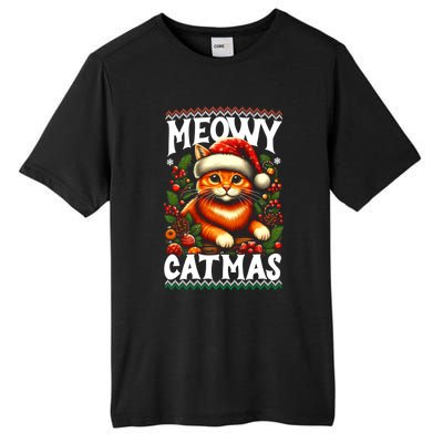 Kitten Xmas Ugly Meowy Catmas Cat Santa Christmas Tall Fusion ChromaSoft Performance T-Shirt