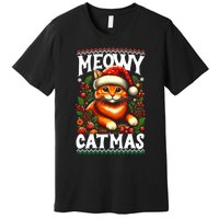 Kitten Xmas Ugly Meowy Catmas Cat Santa Christmas Premium T-Shirt