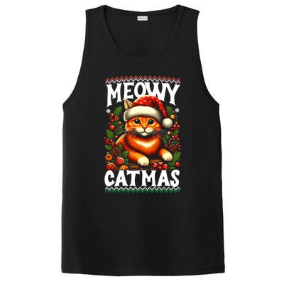 Kitten Xmas Ugly Meowy Catmas Cat Santa Christmas PosiCharge Competitor Tank