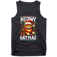 Kitten Xmas Ugly Meowy Catmas Cat Santa Christmas Tank Top