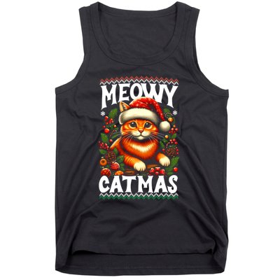 Kitten Xmas Ugly Meowy Catmas Cat Santa Christmas Tank Top