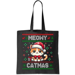 Kitten Xmas Ugly Meowy Catmas Cat Santa Christmas Tote Bag