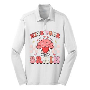 Kiss Your Brain Sped Teacher Appreciation Silk Touch Performance Long Sleeve Polo