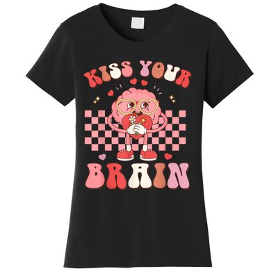 Kiss Your Brain Retro Valentines Day Valentine Teacher Squad Women's T-Shirt