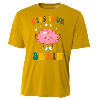 Kiss Your Brain Cute Funny Cooling Performance Crew T-Shirt