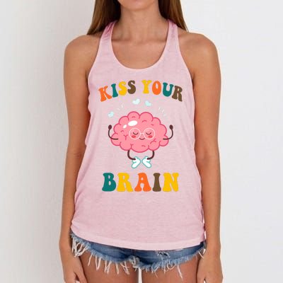 Kiss Your Brain Cute Funny Women's Knotted Racerback Tank