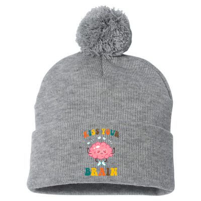 Kiss Your Brain Cute Funny Pom Pom 12in Knit Beanie